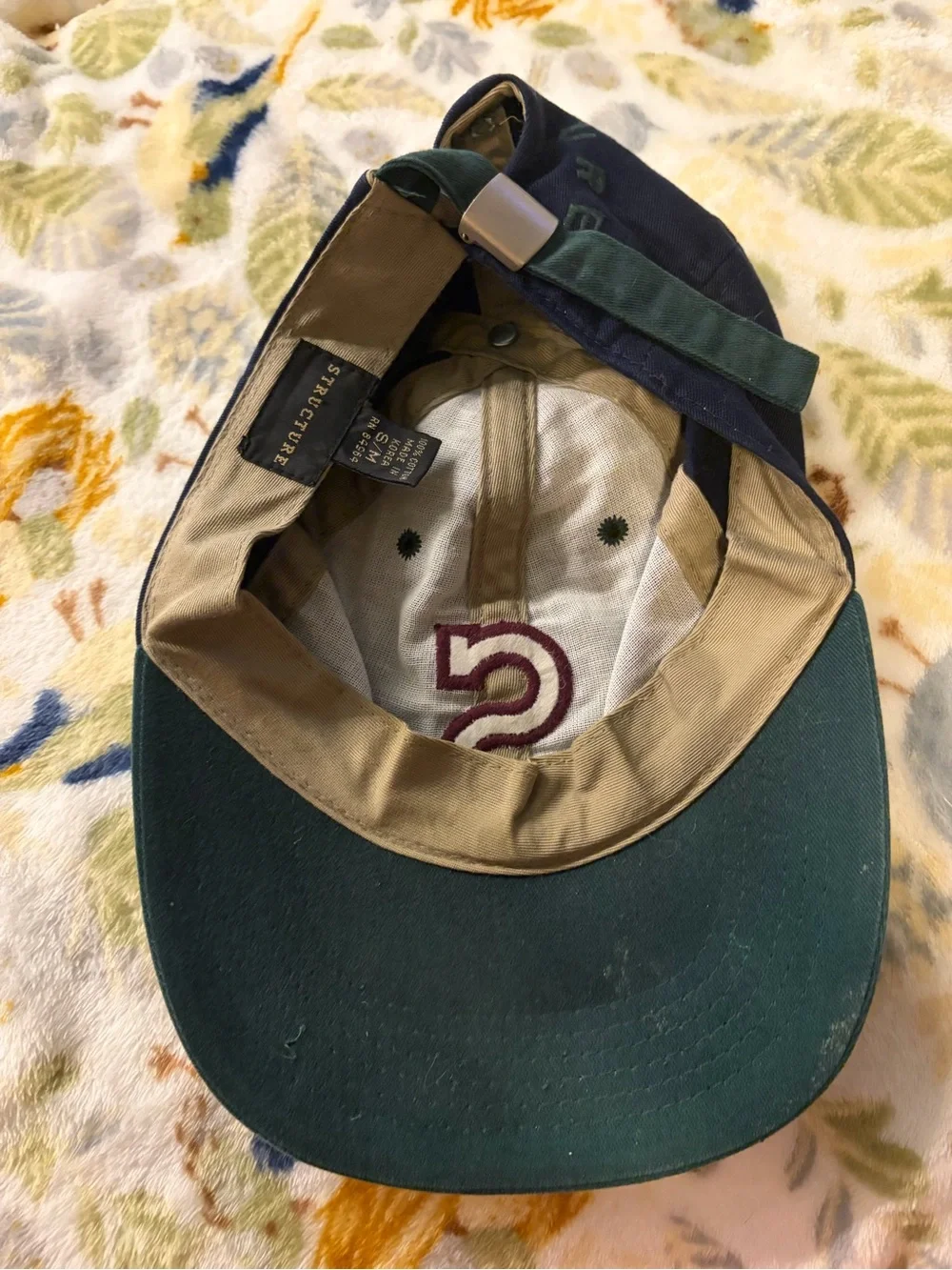Navy and Dark Green Baseball Cap with 'S' Accent